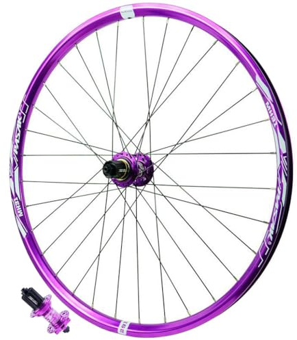 LPYDWZ 26/27,5/29 Zoll Fahrrad Laufradsatz aus Aluminiumlegierung, Nietenfelge 4 Abgedichtete Lager Lila Hybrid/MTB Fahrradräder Felge 32 Loch 7-12 Gang Kassette