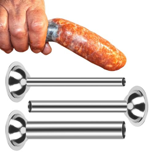 CANCYCC 3 Stück Edelstahl Wurstfüller, 12/19/32 mm Sausage Filler, Fleischwolf Befestigung, Wurstpuffer Füllrohre, Trichter Düsen Ersatzteile für Größe 5 Fleischwolf