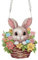 Generisch DIY Diamond Painting Türkranz Osterkranz Hase Diamond Painting Anhänger mit Kette Osterei Diamant Malerei Fensterbilder Ostern Kranz Set für Wand Und Eingang Dekoration-Blumenkorb