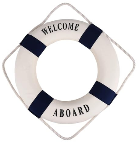 Losueeun Willkommen an Bord Schaum Wasser Leben Rettungsring Ring Boot Wandbehang Hauptdekoration blau 50cm