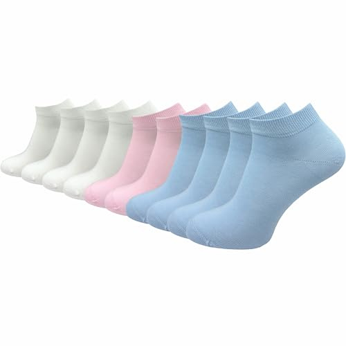 GAWILO Chaussettes basses 100% coton pour femmes (6 ou 10 paires) | Chaussettes courtes sans couture pressante