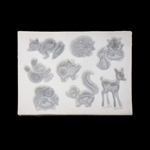 Lodoot Moules en silicone pour petits animaux, élan, hibou, bougie, moule en silicone pour moulage de résine époxy, décoration d'intérieur, animal de la forêt, écureuil, renard, bijoux, accessoires