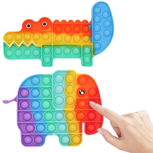 2 Packs Pop it Fidget Toy, Pop It Bubble Sensory Fidget Toy, Rainbow Plopper Spielzeug, Bubble Popet Antistress Spielzeug, Anti Stress Spielzeug für Kinder und Erwachsene Sensorik