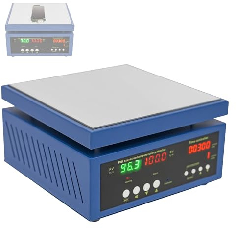 Placa calefactora digital para soldar, calentador para retrabajo con pantalla de temperatura real y controlador de tiempo, estación de soldadura eléctrica de precalentamiento con microordenador LED