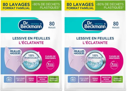 Dr. Beckmann Feuilles Magiques - Lessive en Feuilles - L'Eclatante x80 Lavages (Lot de 2)