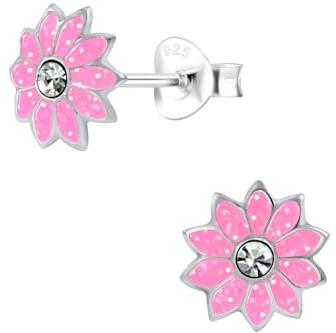 Monkimau Mädchen Ohrringe Blume | Ohrstecker aus 925 Sterling Silber | Kinderohrringe hypoallergen