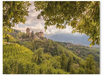 GSBRSNTS Schloss Tirol bei Meran in zauberhaftem Licht，Metallschild Retro Home Deko Vintage Blechschild（15 x 30 cm） 6 x12 Zoll-AA98，BEAYODKP