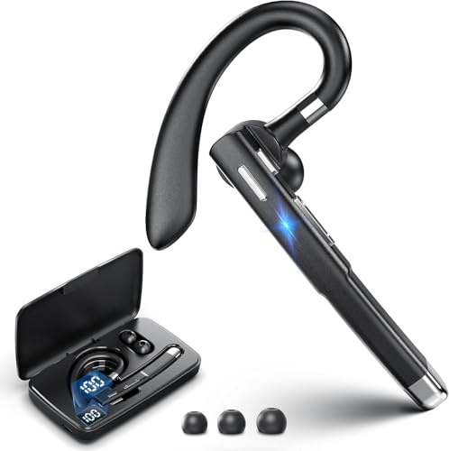 KESIEME Bluetooth-Headset, kabelloser Bluetooth-Ohrhörer V5.2, Freisprech-Kopfhörer, CVC 8.0, Geräuschunterdrückung mit Dual-Mikrofon für Fahren/Business/Büro, kompatibel mit iPhone und Android (YYK