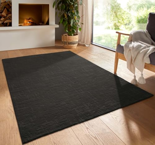 Taracarpet Kurzflor Boho Vintage Teppich waschbar, pflegeleicht geeignet für Wohnzimmer, Schlafzimmer und Kinderzimmer Kinderteppich auch als Badematte Badzimmerteppich Anthrazit Vintage 160x230 cm
