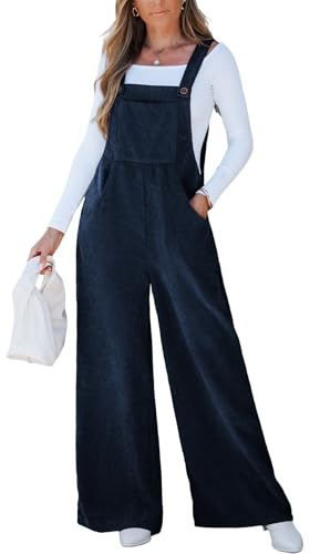 CUPSHE Women’s Corduroy Jumpsuit Square Neck Wide Leg Overall Sleeveless Pockets Dungarees Casual Autumn Winter Outfit
