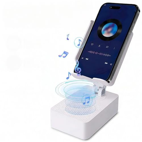 EDUPLINK Bluetooth Speaker with Holder, Instant Auto-Pairing, 270° Adjustable Desk Stand Works with iPhone/Samsung/All Smartphones, Kitchen and Office, Senior Friendly (Black)