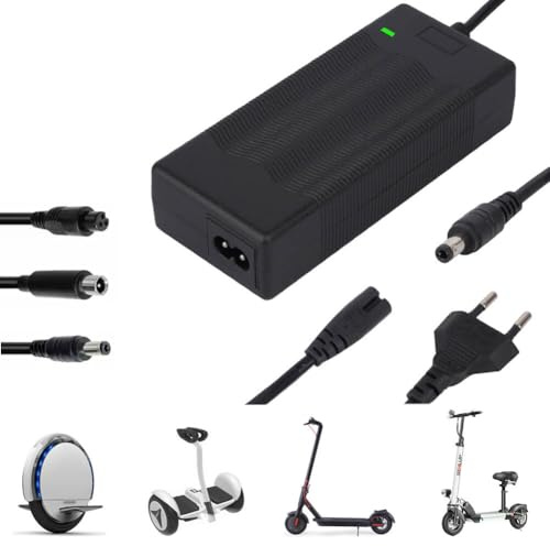 XUNNIU Caricatore Trotinette Elettrico, 42 V 2 A Caricabatterie per Scooter Elettrico con 3 Connettori, 36 V Universale Carica Batteria
