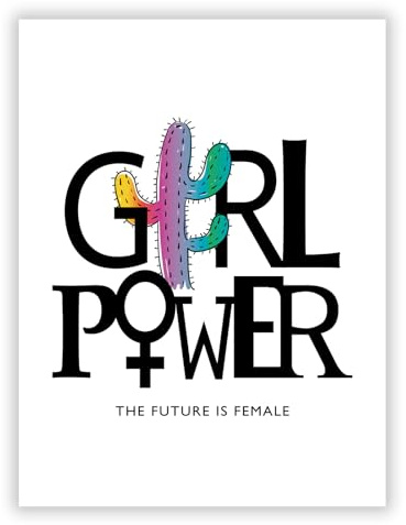 Druck-Palast Girl Power - The Future is Female Poster - 30x40cm - Kunstdruck - Schlafzimmer Wohnzimmer - Modern Bunt Kreativ - Hochwertiger semimatter Druck - Wanddeko ohne Rahmen für junge