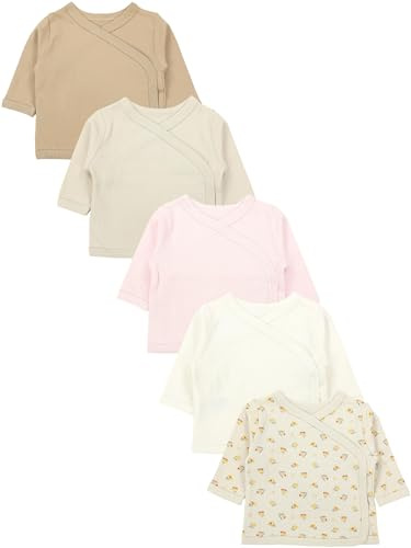 TupTam Baby Mädchen Langarm Wickelshirt Baumwolle 5er Set, Farbe: Braun_Blumen_Beige, Größe: 56