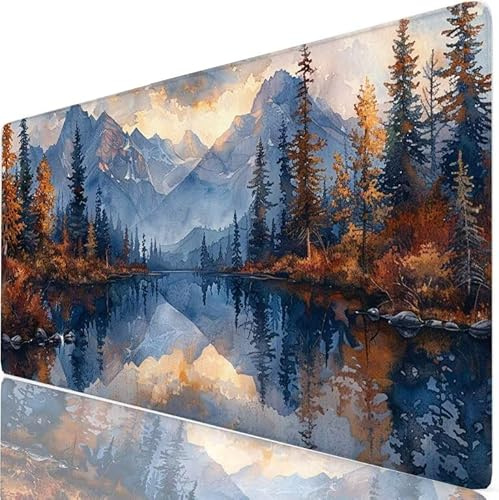 XXL Tapis de Souris 100x50 cm Gaming Gris Sous Main Bureau Large, Mouse Pad avec Base Antidérapante Stable, Montagne Tapis Souris, Accessoires Bureau pour Travail à Domicile Clavier et Souris PC H0-51