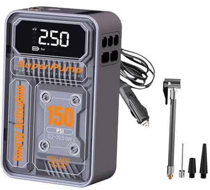ICDKOYK Elektrische Reifenpumpe mit LED Lampe für Autoreifen, geeignet für Nacht und Dämmerungssituationen, mit automatischer Abschaltung bei vollem Reifendruck. Geeignet