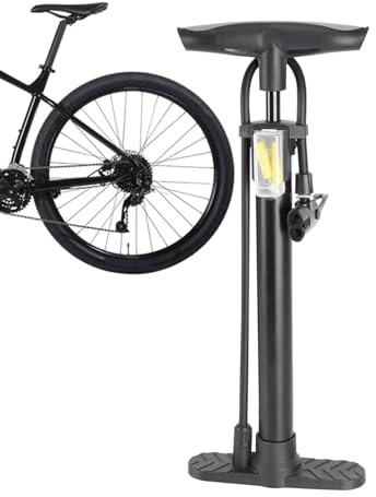 Bicycle Pump 160 PSI - Floor Pump for & Road Bike | Hand Pump with Valve Adapter for AV/DV/SV, Air Pump for E-Scooter & Balls, Lightweight Metal & ABS, Black, 39 x 17 cm, 380 g