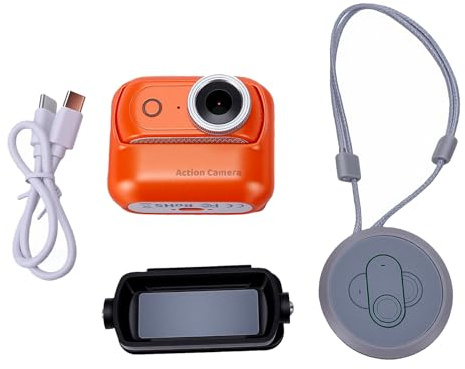 Topiky Daumen-Action-Kamera, POV-Sportkamera, Sportkamera mit Aufklappbarem 2,0-Zoll-Touchscreen, Körperkamera, Magnetische Action-Kamera für Vlog, Laufen, Radfahren (ORANGE)