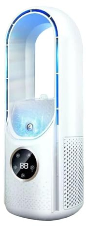 Portable air cooler fan, bladeless with mist and humidification function suitable for home bedroom and office use White USB powered