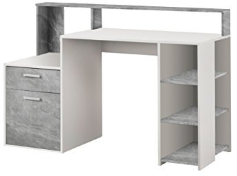 FMD Möbel, F00651901043 Bolton Computertisch, holz, weiß/beton, maße 138.5 x 53.5 x 92.0 cm (BHT)