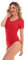 Magi Damenbody mit kurze Ärmel und Rundhals Damen Tshirt Overall Bodysuit Unterzieh-Body optimale Passform Sportlicher Tanz-Body für Frauen (S, Rot)