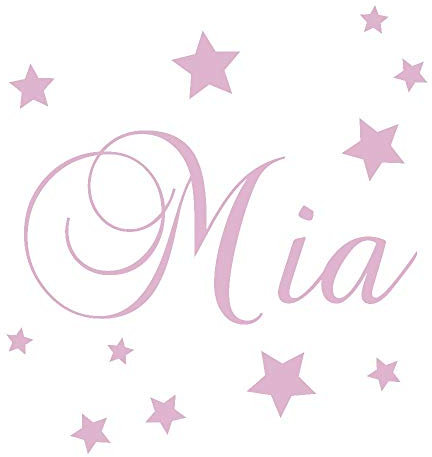 timalo® Wandtattoo mit Name – inkl. Sterne – personalisierbar für Kinder – Jungen und Mädchen | 73077c-flieder-140cm-40sterne
