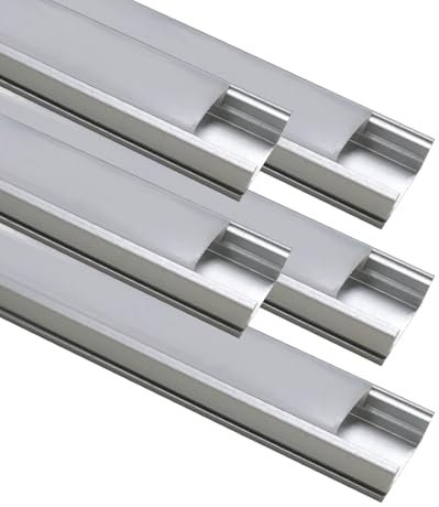 LED ATOMANT Lot de 5 Profilé en Aluminium 1m pour Ruban LED, Cache Couleur Blanc Laiteux, Bouchons de terminaison et clips de montage inclus