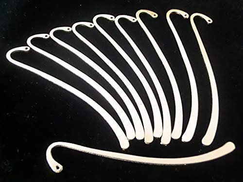 10 Lesezeichen Rohling 86mm Farbe silber Buch Anhänger basteln bookmark #S553