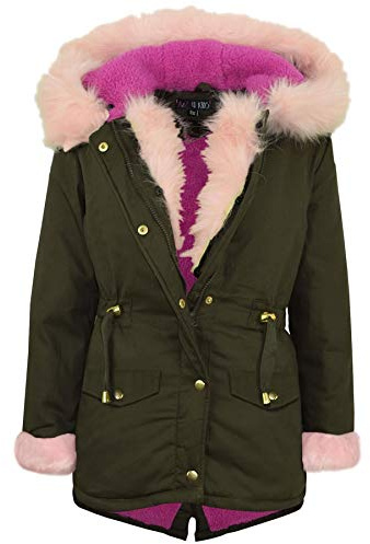 A2Z 4 Kids Kids Girls Camouflage Hooded Faux Fur Parka School Jackets Outwear Coats New Age 7-13 Years