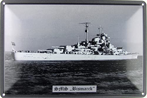 Blechschild 20x30cm gewölbt Schlachtschiff Bismarck Kriegsmarine Schiff Deutschland Deko Geschenk Schild
