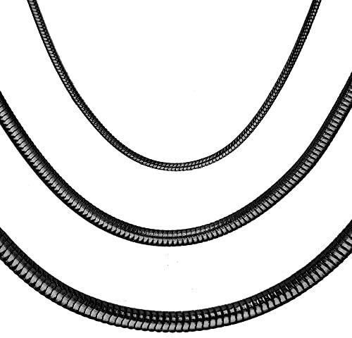 Max Palmer Schlangenkette Edelstahl schwarz - [23.] Dicke: 1,2mm - Länge: 45cm