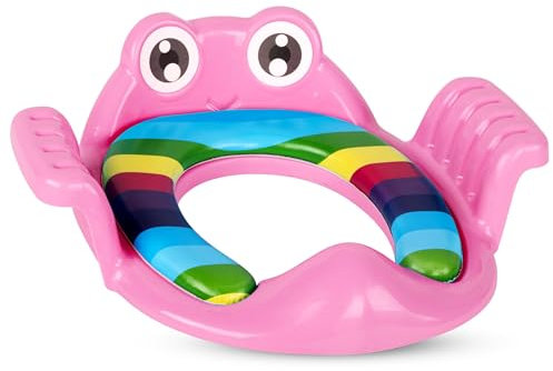 AP® 𝗔𝗗𝗥𝗜𝗔𝗡𝗢 𝗣𝗢𝗥𝗖𝗔𝗥𝗢 I Toilettensitz Kinder - Kinderfreundliches Frosch-Design I Kinder Toilettensitz mit Spritzschutz I Easy zu installieren - passend für alle Toilettenformen I Rosa
