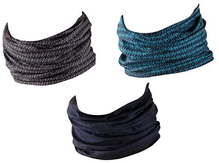 Hilltop 3 x Motorrad Multifunktionstuch, Schlauchtuch, Sport-Halstuch, Bandana / 3-er Set in aktuellen Designs, 3er Set:Interstellar Particles