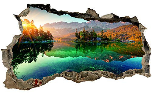 Graz Design - Adesivo da parete 3D, con foro di muro, autoadesivo, altezza 60 x larghezza 100 cm, per camera da letto, soggiorno (WL59 Zugspitze)