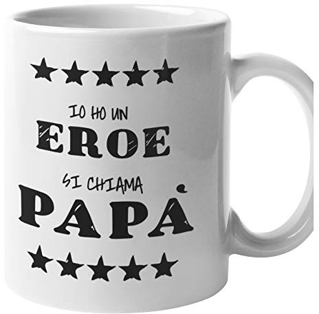 bubbleshirt Tazza Mug Festa del Papà - Io ho un Eroe si chiama Papà - Regalo Originale - 11 oz (325 ml)