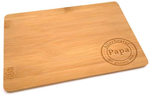 Samunshi® Holzbrett mit Gravur Allerbester Papa aus Bambus Brett Frühstücksbrettchen als Holz Schneidebretter Holzbrett Küche Vesperbrett
