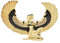 Brosche Schmuck Anstecknadel Isis Göttin Ägypten aus vergoldetem Stahl., 9 x 6 cm, Edelstahl