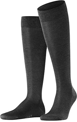 FALKE Tiago M Kh sostenibili cotone filo di Scozia al ginocchio tinta unita 1 paio, Calzini lunghi Uomo, Grigio Anthracite Melange 3095, 39-40