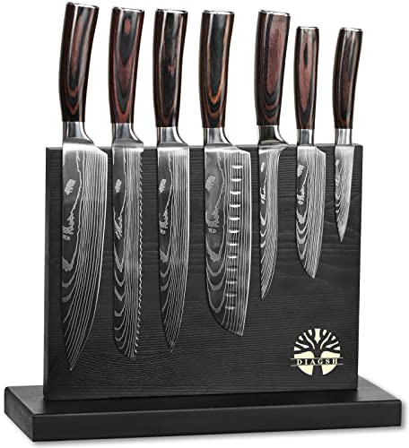 Diagsh Küchenmesser Set 7-teilig mit Magnetblock - High Carbon Edelstahl Handgeschmiedet Spülmaschinenfest - Profi Messer Set mit Block, Vielseitige Messersets für Küche