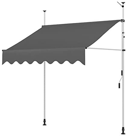 Balkon Markise, Einziehbare Markise, Klemmmarkise mit Handkurbel, Balkon, Verstellbare Pergola-Beschattung mit UV-Schutz, Ideal für Jedes Fenster Oder Jede Tür ( Color : White stand , Size : L-300cm-g