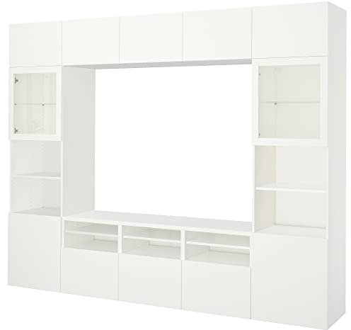 Ikea BESTÅ TV-Aufbewahrungs-Kombination / Glastüren, 300 x 42 x 231 cm, Weiß/Lappviken Weißes Klarglas