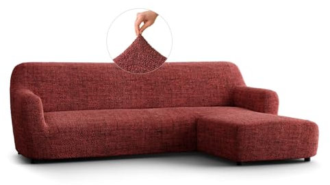 PAULATO - Bezug für Sofas mit rechter Halbinsel, Sofabezug Ecksofa L Form Stretch Mikrofaser, kratzfestes und maschinenwaschbares Gewebe, WavyTech-Technologie, Made in Italy - Vittoria Bordeaux