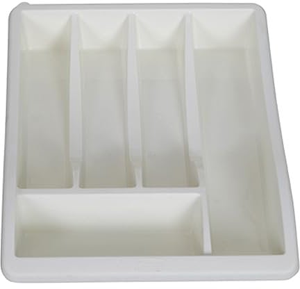 ZARVICZONIA Midnight Plastic Kitchen Cutlery Tray Organizer - Drawer Insert for Tidy Storage and Organization (Cream)