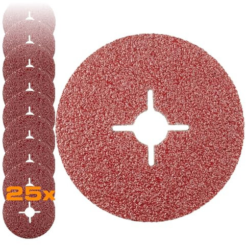 RHODIUS KFS | 25 Stück Ø 125 mm K24 Fiberscheiben | für Winkelschleifer | Schleifscheibe Metall | Fiberschleifscheibe, Schleifblatt