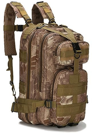 Topyond Sac à Dos De Chasse Camouflage en Plein Air - Sac De Chasse Durable Et Polyvalent pour Les Amateurs De Plein Air(蟒纹泥色)