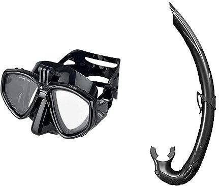 SEACSEAC Unisex Seac One Pro Diving Mask with GoPro Camera Mount for Scuba Diving and Snorkelling - Black Standard, Jet Snorkel - Black