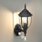 HLFVLITE Außenwandleuchte Außenlampe Vintage mit Bewegungsmelder, E27 Wandlaterne Wandlampe in Retro-Optik, Schwarz, IP44, ohne Leuchtmittel, E27-Fassung, max. 60 Watt