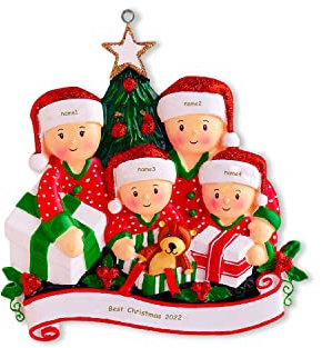 Kaululu Adorno Arbol Navidad Personalizado con Nombres Colgar Decoraciones Navideñas 2025 de Resina para Hogar, Puerta, Ventana (Estilo 1, Nombre 4)