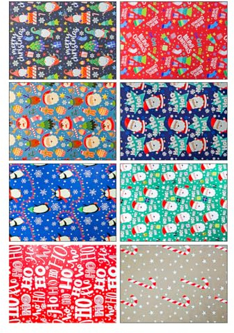 ZOPPER 8 X Christmas Wrapping Paper Sheets Assorted - 70x50cm Christmas Wrap Paper with Joyful Designs for a Merry Celebration - Perfect for Presents, Crafts, and Decorating