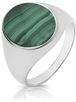 Modischer 925 Sterling Silber Herren - Monarchenring/Siegelring mit Malachit WJS33135RSZ